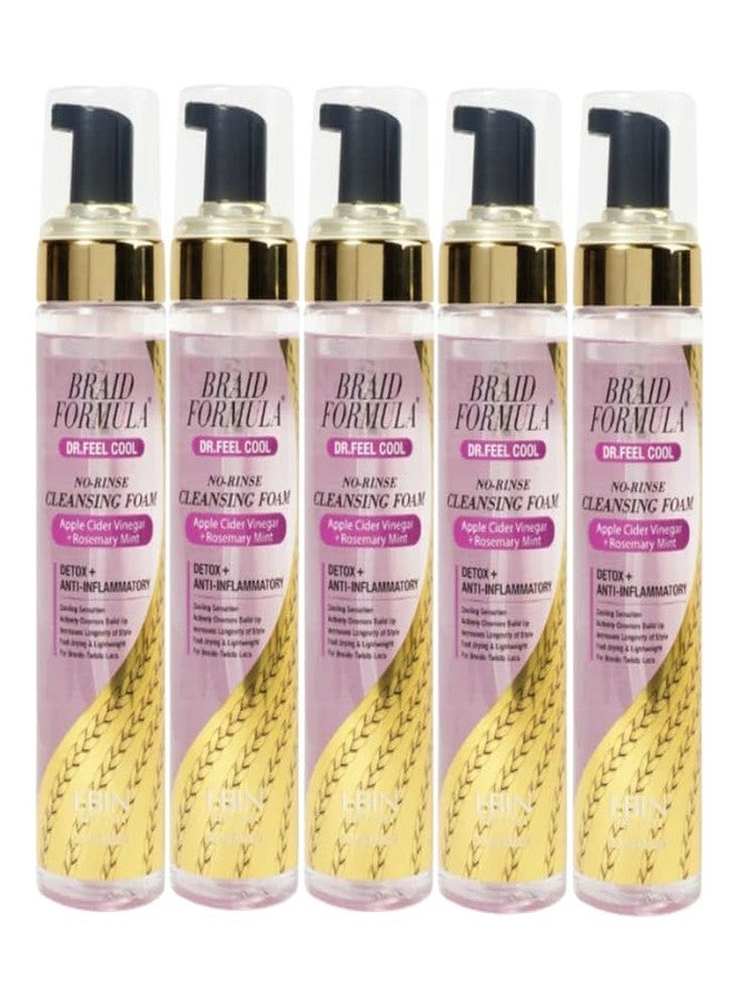 EBIN NEW YORK Foam Cleanser – 5x Dr. Feel Cool No-Rinse CleansingFoam 8.5oz with Braid Formula No-Rinse Cleansing Foam Apple Cider Vinegar & Rosemary Mint by EBIN NEW YORK Bundle – Scalp Refresh Gift Set (5 Items) - Image 1